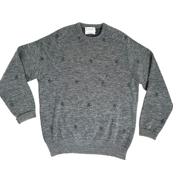 Vintage 1970's Christian Dior Monsieur Men's Sweater Wool New Zealand  L - Holes - Picture 1 of 9